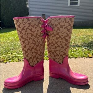 Pink coach rain boots